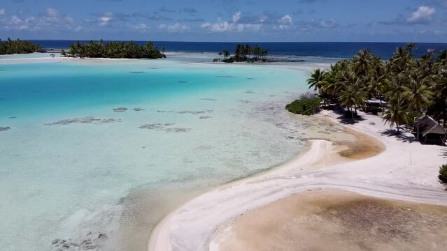 Aerial video of tropical islands in French Polynesia