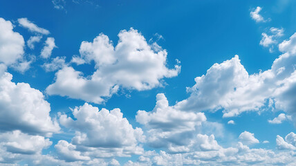 Naklejka na ściany i meble Beautiful blue sky with white clouds, Generative AI