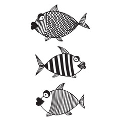 Fish - zentangle coloring antistress - vector linear picture for coloring. Outline. Hand drawing. A small river or aquarium fish with a pattern on it - picture for a coloring book.