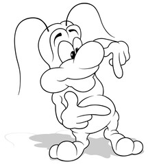 Drawing of a Smiling Beetle Pointing his Finger