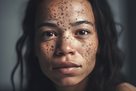 Beauty woman with vitiligo. AI generative