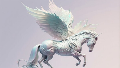 Pegasus animal abstract stallion wallpaper. Contrast background mythical horse with wings in Pastel colors generative ai