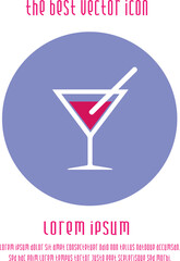 Cocktail vector icon EPS 10. Drink with straw simple isolated symbol.