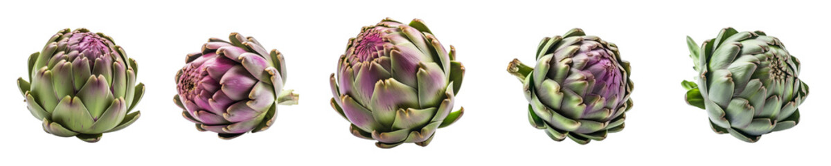 Set of artichoke isolated on transparent background	