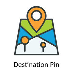 Destination Pin vector  Fill  outline Icon Design illustration. Location and Map Symbol on White background EPS 10 File