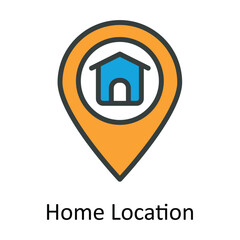 Home Location vector  Fill  outline Icon Design illustration. Location and Map Symbol on White background EPS 10 File