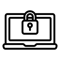 Laptop security icon in line style, use for website mobile app presentation