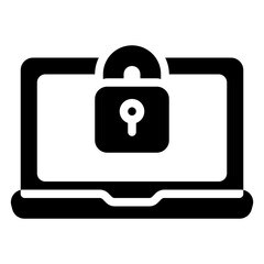 Laptop security icon in solid style, use for website mobile app presentation