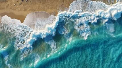 上から見た海のビーチと波,Generative AI AI画像