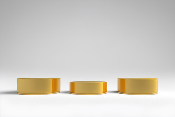 Golden Product Podiums Isolated On White Background