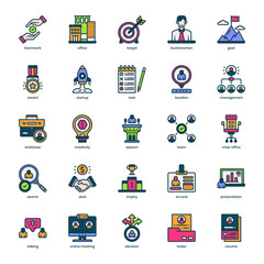 Teamwork icon pack for your website design, logo, app, and user interface. Teamwork icon filled color design. Vector graphics illustration and editable stroke.
