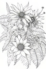 Black Pencil Flower Drawing Paper