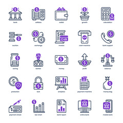 Banking Service icon pack for your website design, logo, app, and user interface. Banking Service icon mixed design. Vector graphics illustration and editable stroke.