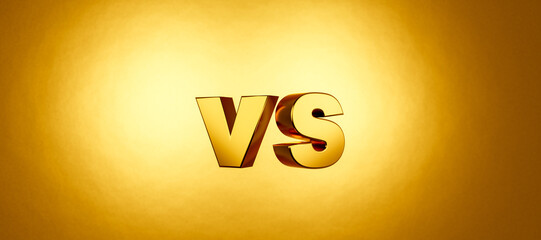 VS. Versus battle banner template on gold background. product comparison. Versus or VS battle on...