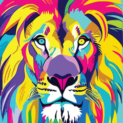 Simple unique lion face abstract background illustration walpaper pop art style design vector icon.