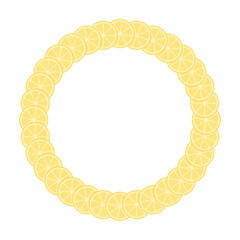 Round frame with lemon slices. Isolated vector and PNG illustration on transparent background.