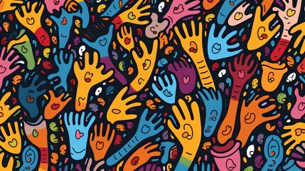 Abstract illustration of colorful hands representing a diverse personality concept. The beauty of individual differences, expressing the richness and variety of human characters. Generative AI