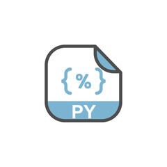 PY File Extension, Rounded Square Icon with Symbol - Format Extension Icon Vector Illustration.