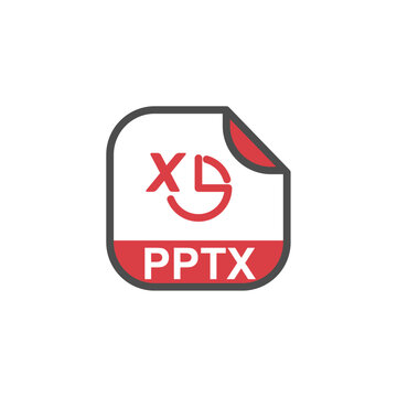 PPTX File Extension, Rounded Square Icon with Symbol - Format Extension Icon Vector Illustration.
