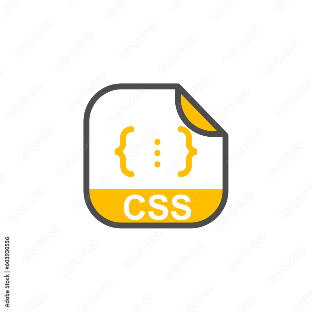 Poster css file extension, rounded square icon with symbol - format extension icon vector illustration.