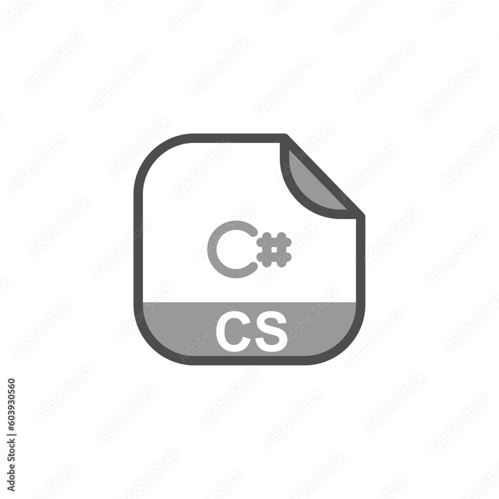 Poster cs file extension, rounded square icon with symbol - format extension icon vector illustration.