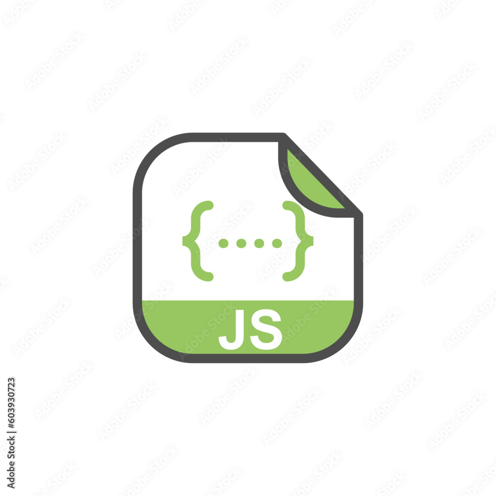 Poster js file extension, rounded square icon with symbol - format extension icon vector illustration.