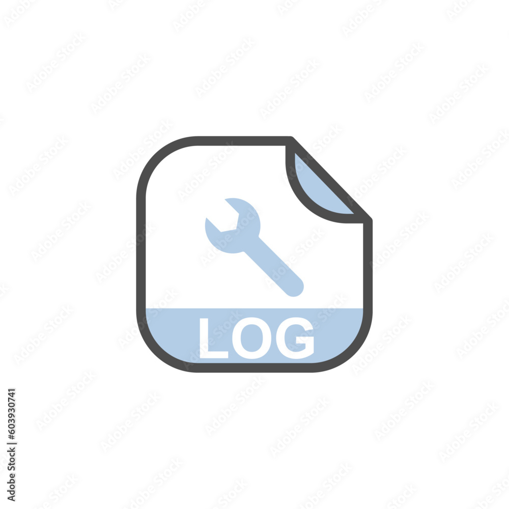 Poster log file extension, rounded square icon with symbol - format extension icon vector illustration.