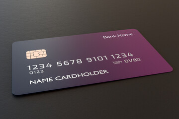 Closeup credit card. Credit cards on dark table,finance and business concept. Abstract credit card. Issue of new credit card. Online payments concept with black credit cards on abstract dark surface