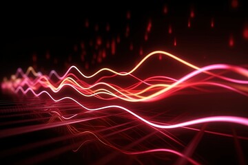 abstract futuristic background with red glowing neon moving high speed wave lines and bokeh lights. Data transfer concept Fantastic wallpaper, Ai Generative