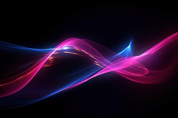 Fototapeta premium abstract futuristic background with pink blue glowing neon moving high speed wave lines and bokeh lights. Data transfer concept Fantastic wallpaper, Ai Generative