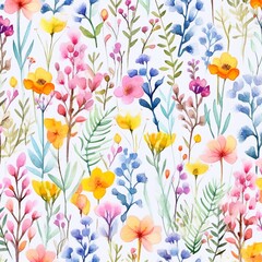 watercolor-style pastel wild flowers patterns 