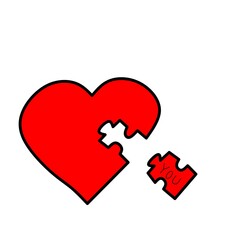 heart with puzzle ilustration icon