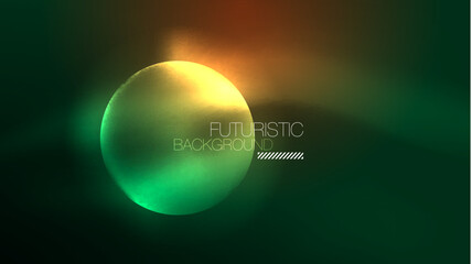 Neon glowing circles, magic energy space light concept, abstract background wallpaper design