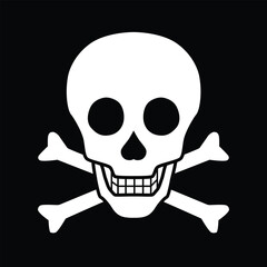 skull and bones sign outline black background