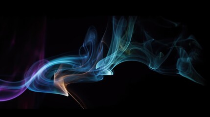 Luminous Neon Smoke Enveloping a Stark Black Backdrop: An Ideal Space for Text or Graphic Additions, Designed in a Contemporary 16:9 Screen Proportion - Generative AI Illustration