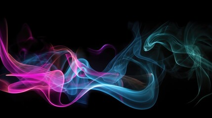 Luminous Neon Smoke Enveloping a Stark Black Backdrop: An Ideal Space for Text or Graphic Additions, Designed in a Contemporary 16:9 Screen Proportion - Generative AI Illustration