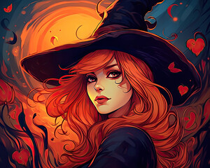 Beautiful witch created with Generative AI technology