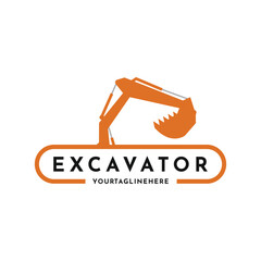 Simple Excavator Construction Vector Logo Design Idea