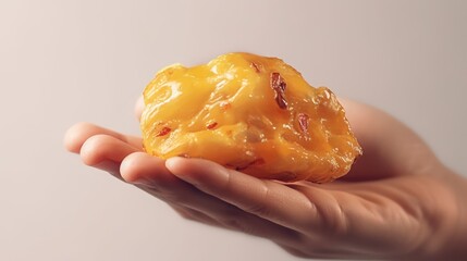 Weight loss - Hand holding a Sizeable Piece of Yellow Fat - Generative AI Illustration
