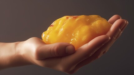 Weight loss - Hand holding a Sizeable Piece of Yellow Fat - Generative AI Illustration