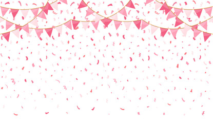 Background with pink bunting and serpentine