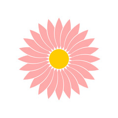 Pink flower blooming icon flat vector design