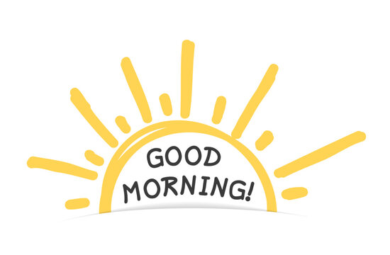 Handdrawn sun with good morning text