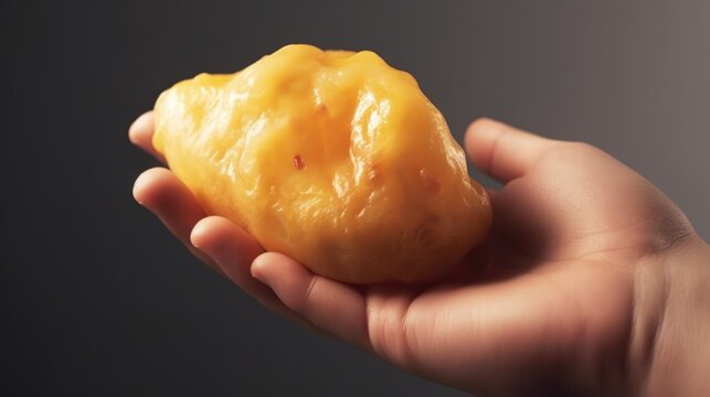 Weight loss - Hand holding a Sizeable Piece of Yellow Fat - Generative AI Illustration