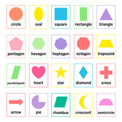 Set of different colorful geometric shapes poster for your design. Vector illustration.