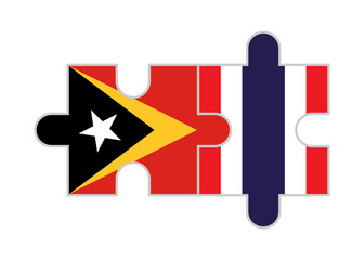puzzle pieces of timor leste and thailand flags. vector illustration isolated on white background