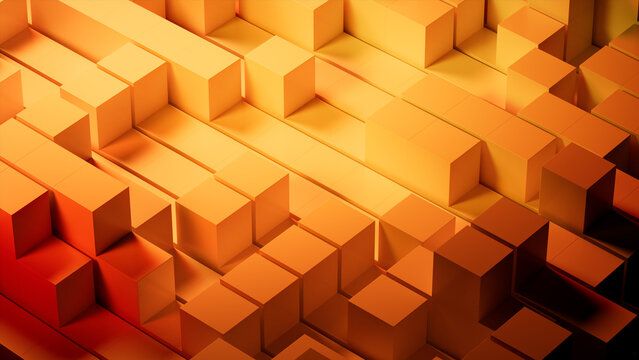 Orange and Yellow, Contemporary Tech Wallpaper. 3D Render.