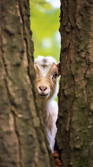 Cute And Adorable Goat Doing Peek-a-boo Generative Ai Digital Illustration Part#190523 