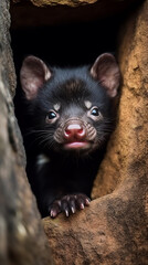 Cute And Adorable Tasmanian Devil Doing Peek-a-boo Generative Ai Digital Illustration Part#190523 