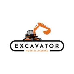 Simple Excavator Construction Vector Logo Design Idea